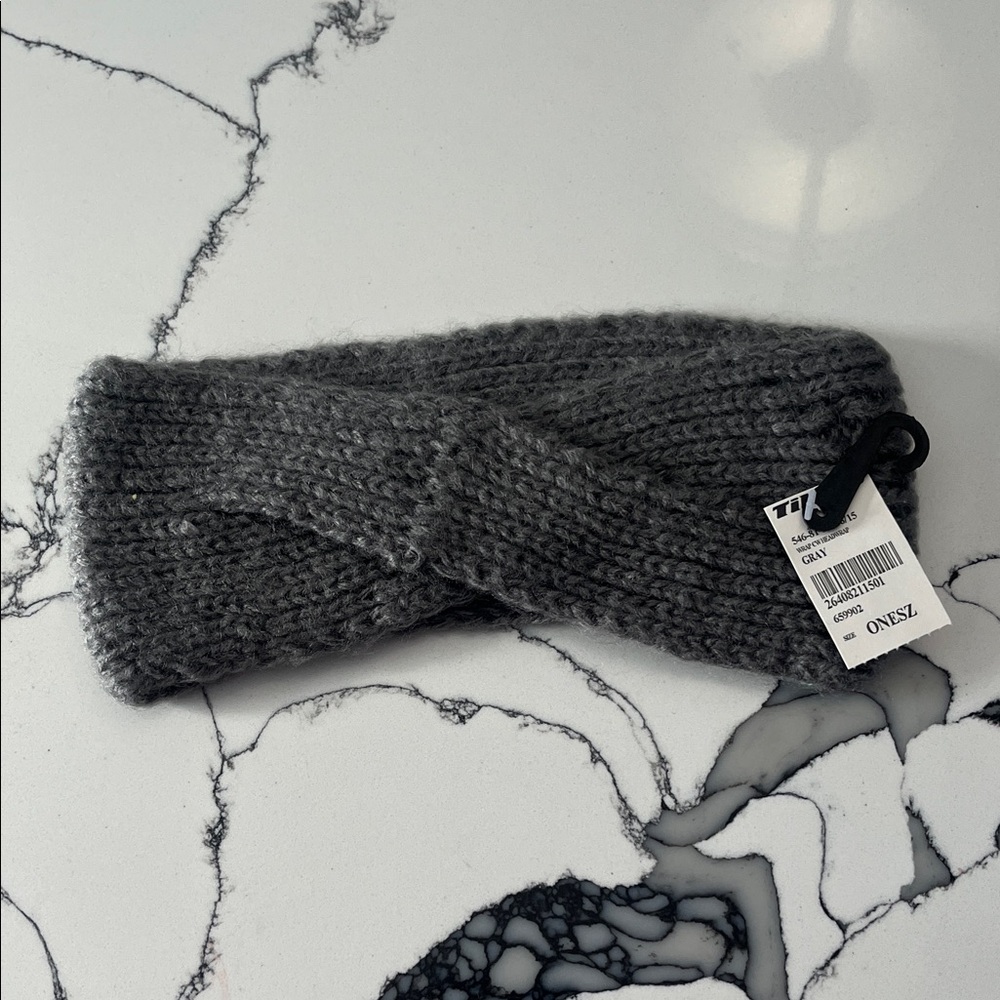 Tilly's Cross Front Charcoal Knit Headband, One Size